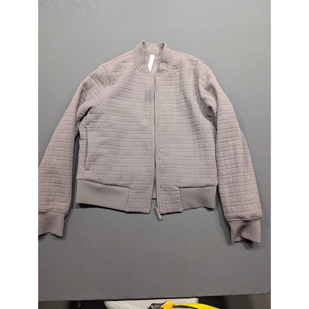 Lululemon Quilted Bomber Jacket Grey Size 8 Zip-Up Women